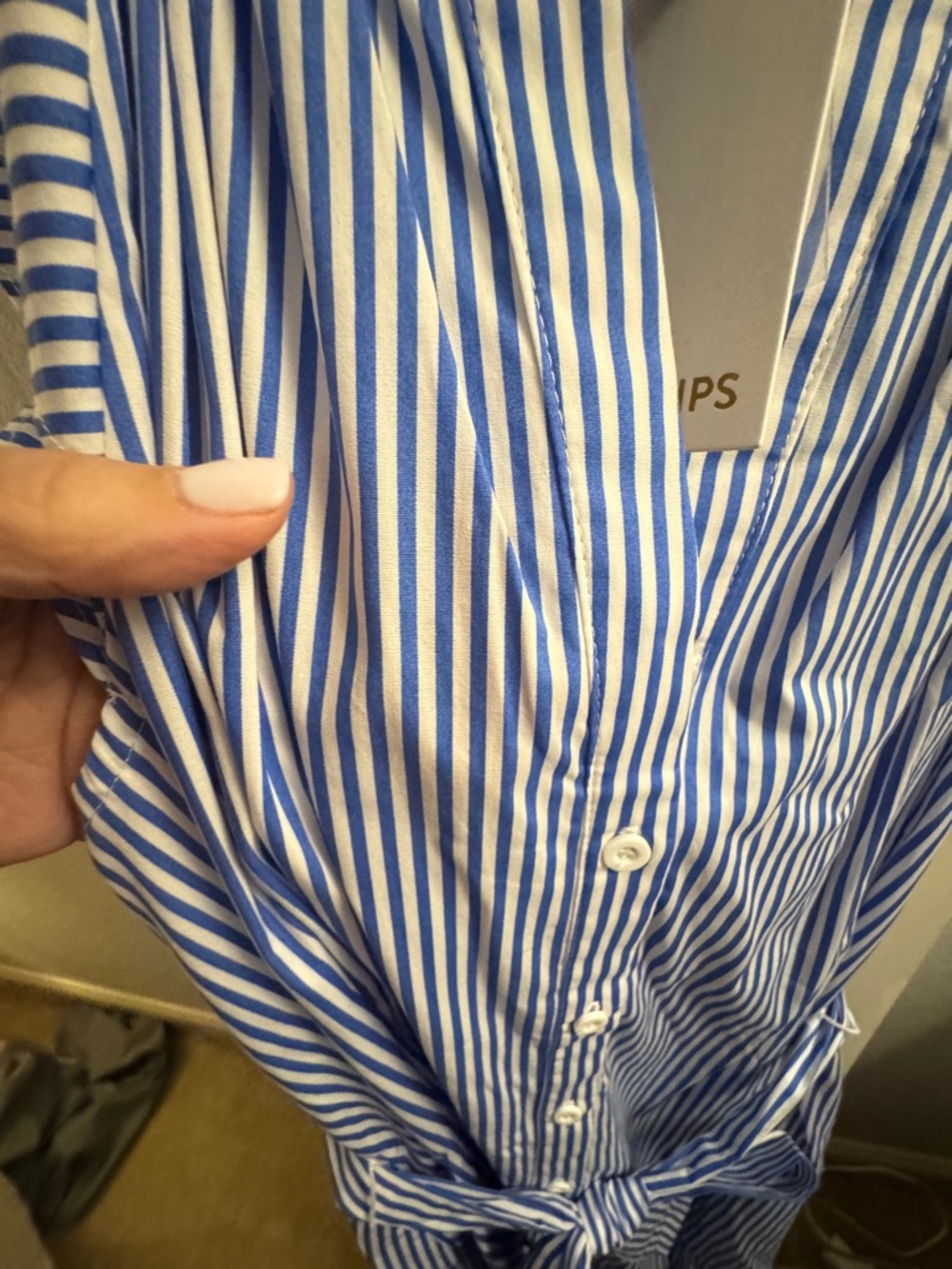 Sugarlips Blue and White Striped Midi Dress NWOT Coastal Preppy Classic Cotton - Picture 9 of 14